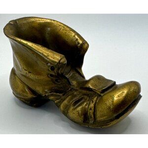 Vintage Collectible Art Deco Brass Metal Pipe Rest Stand Boot Figurine
